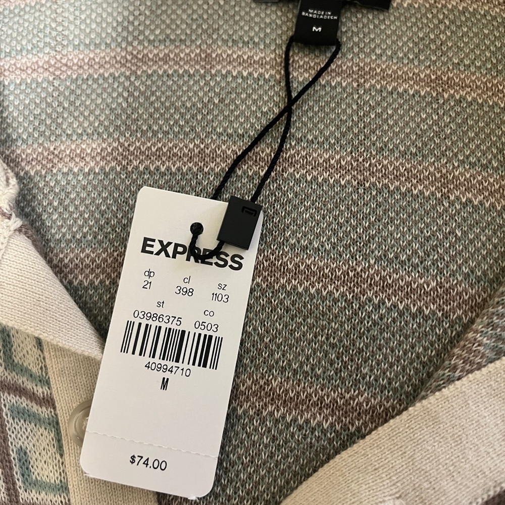 Express Cream and Gray Knit Sweater